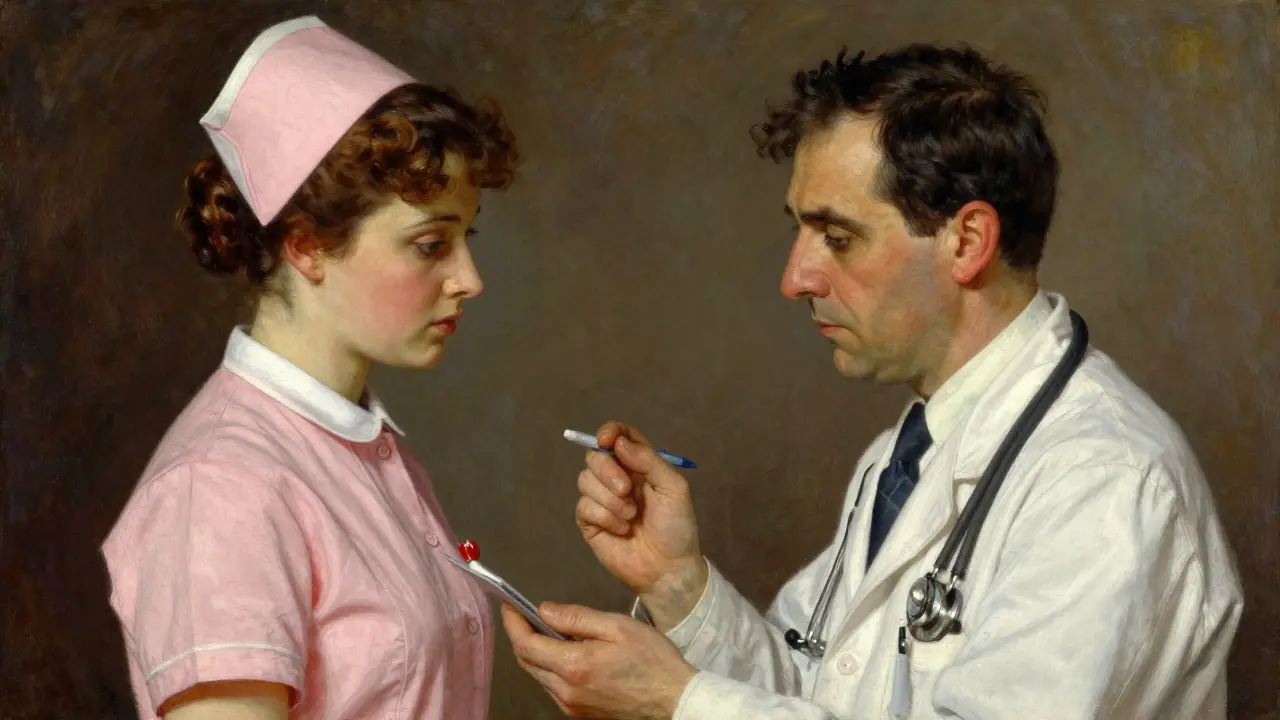 Nurse and doctor performing a read-back verification of a medication order.
