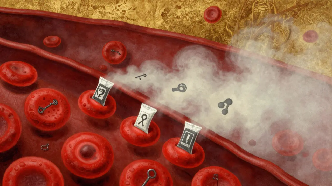 Conceptual art showing medication absorption failing due to pH changes