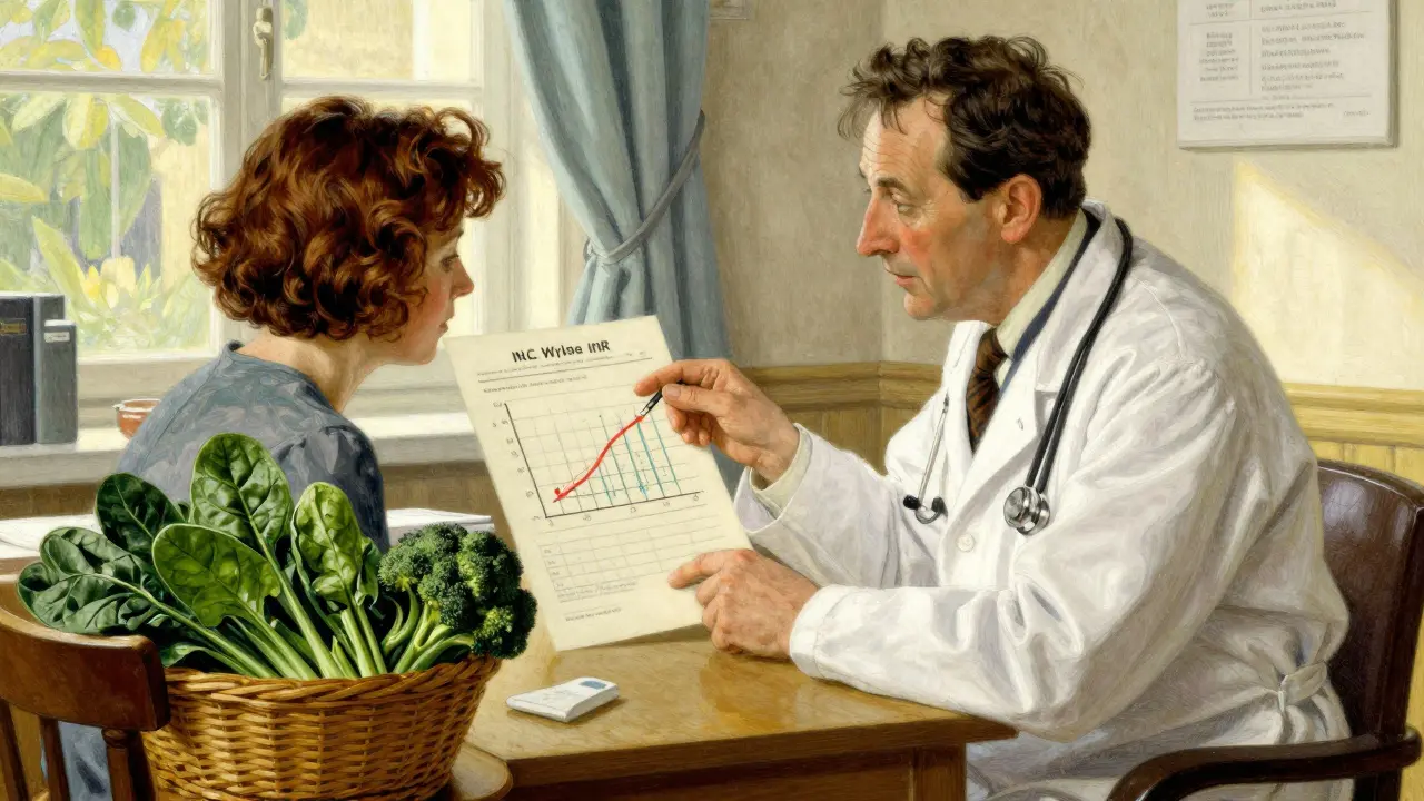 Doctor and patient discussing blood test results and diet