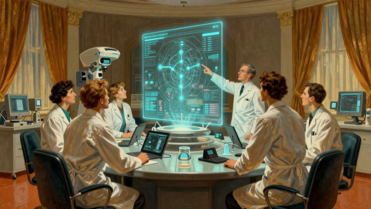 Clinicians collaborating with AI safety dashboard
