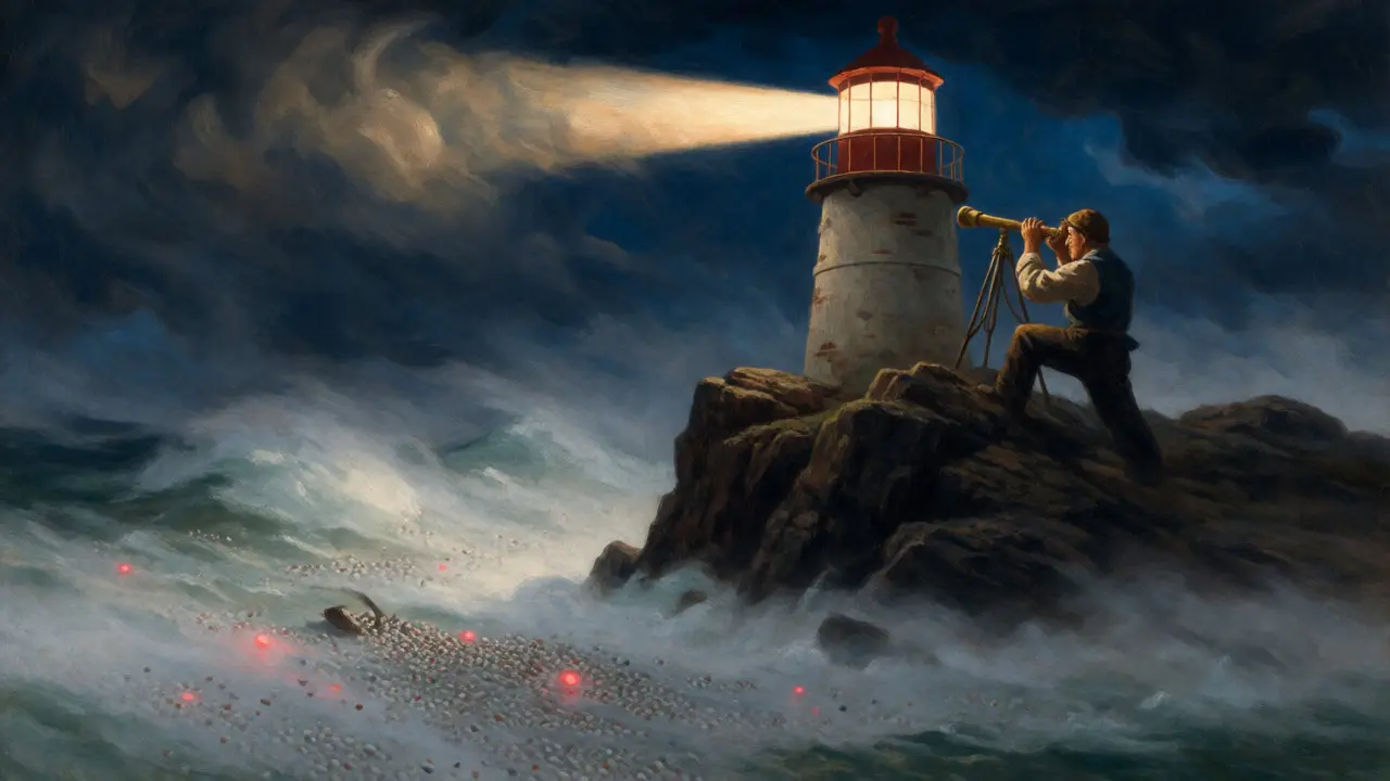 FDA lighthouse keeper monitors pill signals in stormy sea