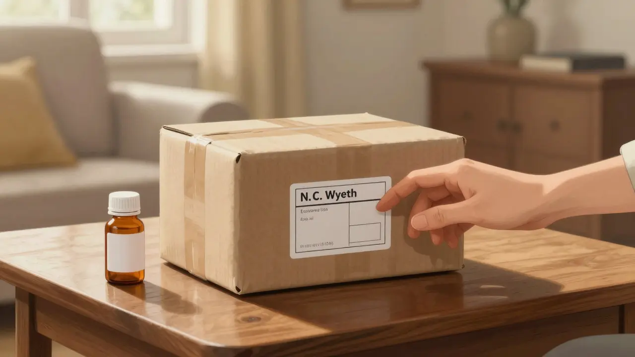 Medication package on table, symbolizing affordable generic meloxicam delivery